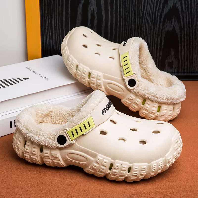 Mode hommes hiver pantoufles chaud fourrure chaussures de jardin couples