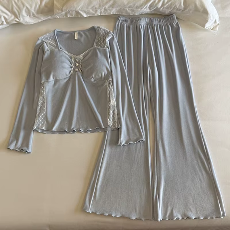 Pijama Mujer Invierno nouveau coussin de poitrine haut vêtements de nuit femmes maison costume velours Pyjamas ensemble