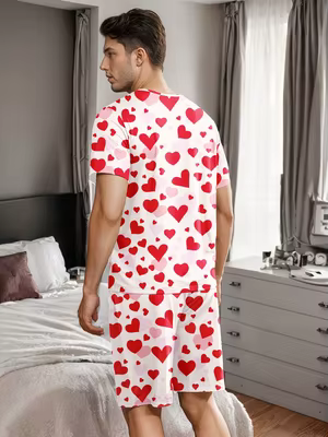 Ensemble de pyjama pour homme avec imprimés en forme de cœur