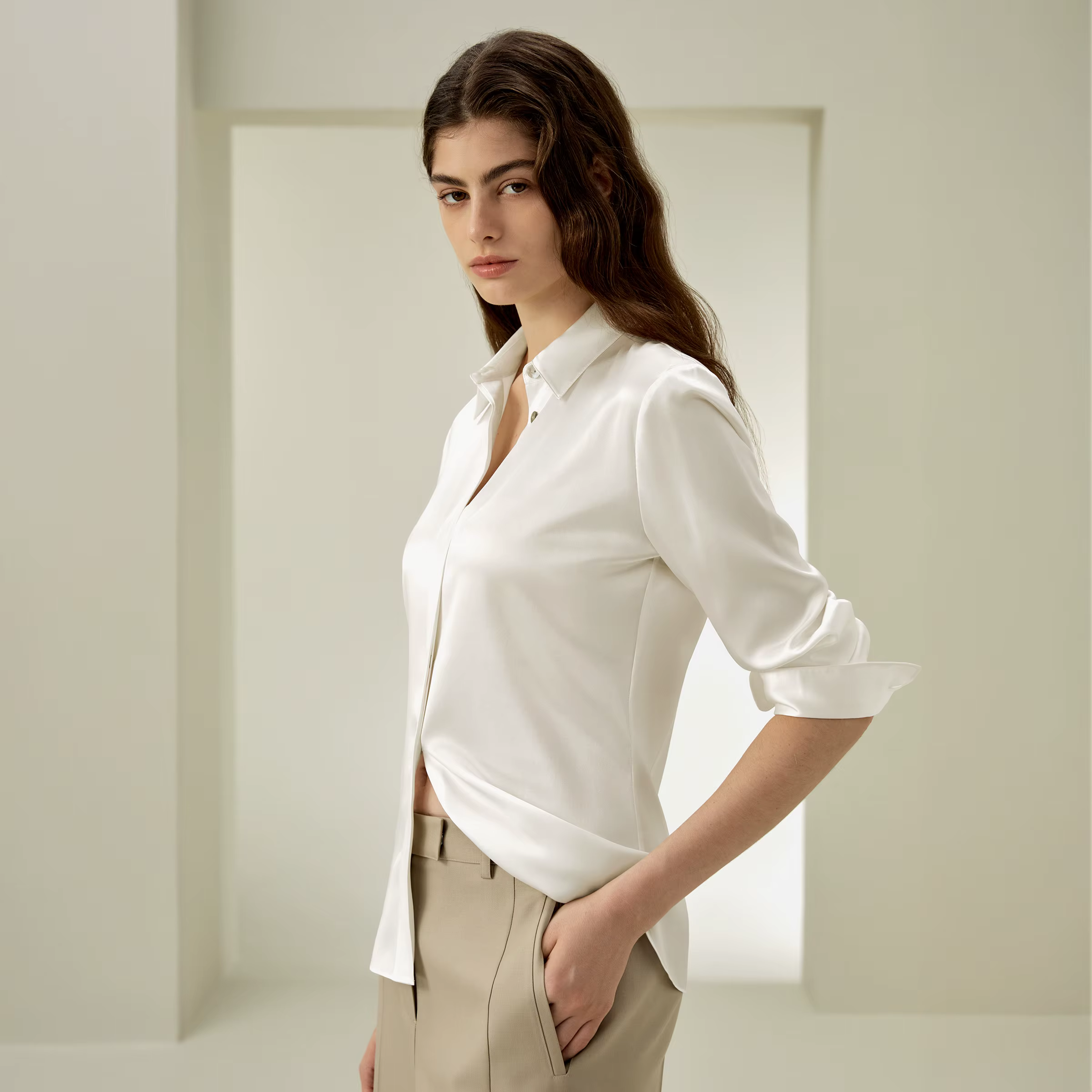 LILYSILK Chemise élégante en soie avec silhouette pour femme