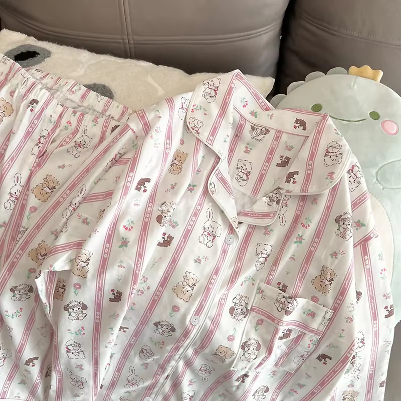 Pyjama rayé en Satin de soie pour femmes