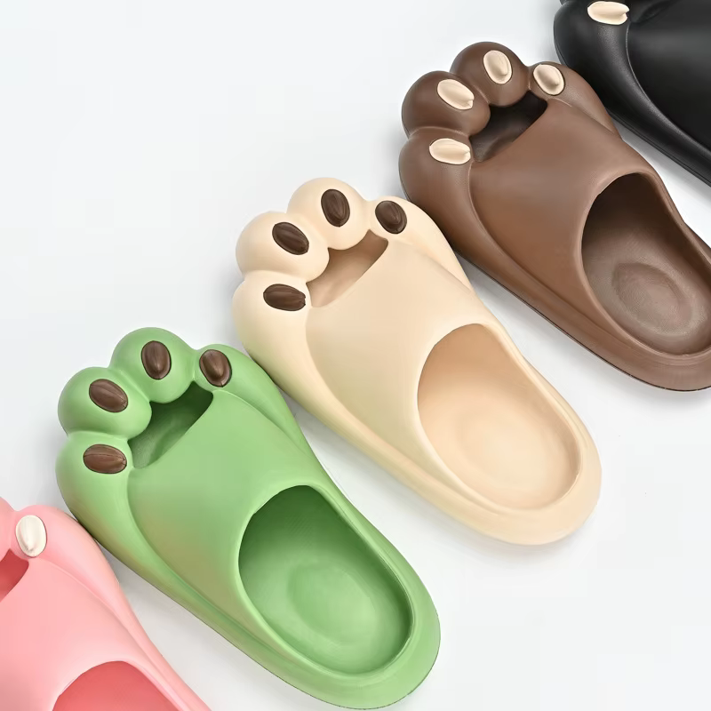 Patte de chat griffe pantoufles femmes nuage plate-forme drôle maison dessin animé mignon Kawaii été plage doux antidérapant tongs hommes dames 2025