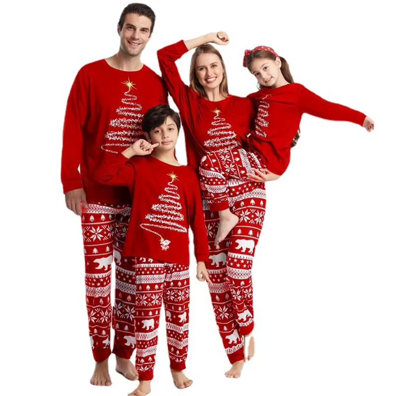 Nouvelle famille correspondant pyjamas noël Parent-enfant mère fille coton costume printemps automne père fils dessin animé haut pantalon ensemble