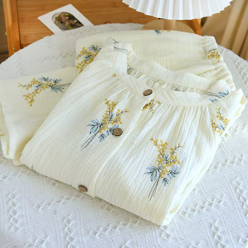 Pyjama femme ensemble de sous-vêtements nuisette pour femmes Homewear automne à manches longues vêtements de nuit coton