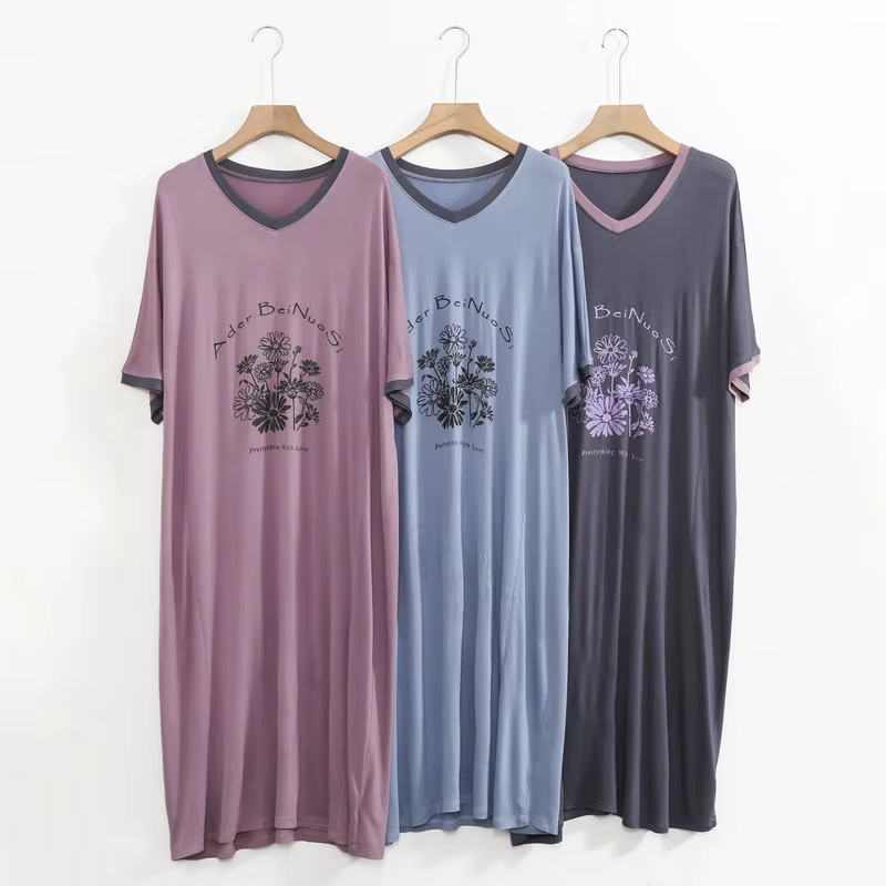 Vêtements de nuit femme dessin animé imprimé chemise