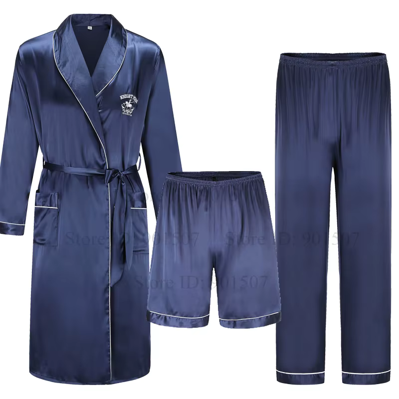 Hommes Homewear loisirs sondes Robe en Satin été printemps vêtements de nuit mâle décontracté Kimono peignoir glace