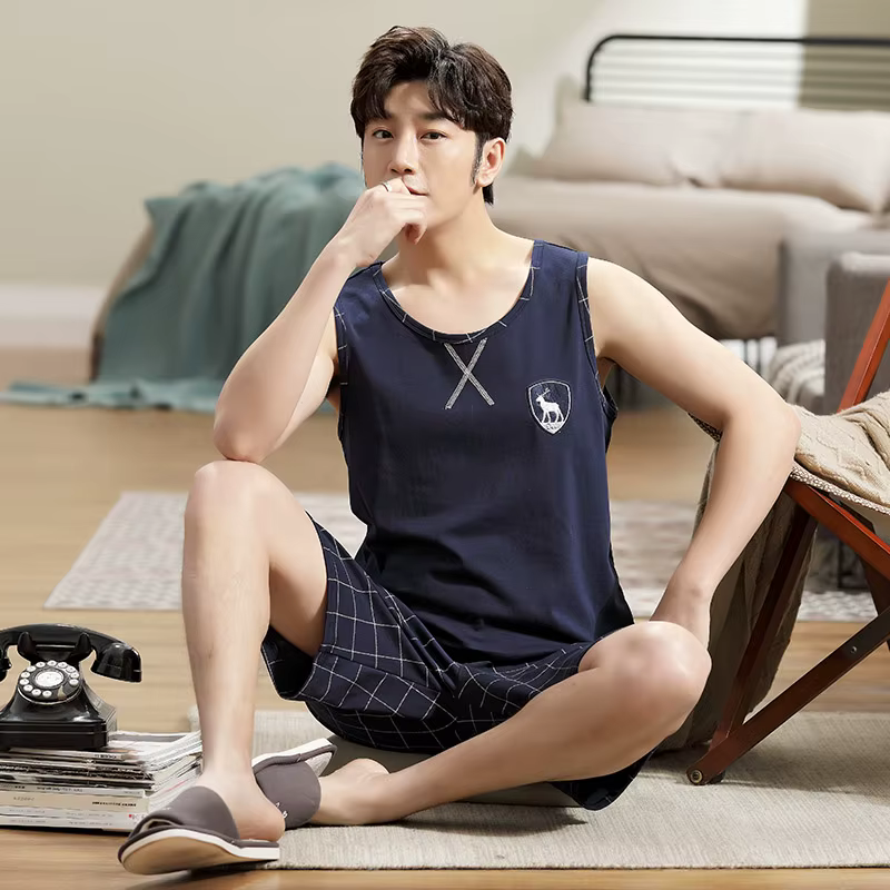 Ensemble de pyjama deux pièces en coton pour hommes
