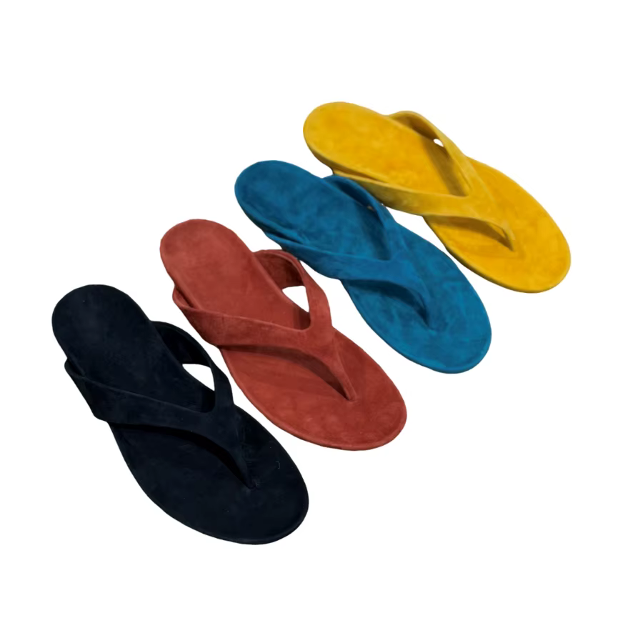 Tongs de plage confortables en cuir suédé de mouton pleine fleur 100 %