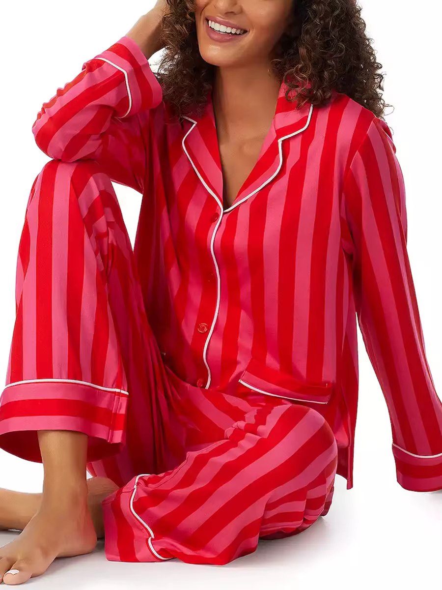 Ensemble de pyjama de Noël rayé pour femme