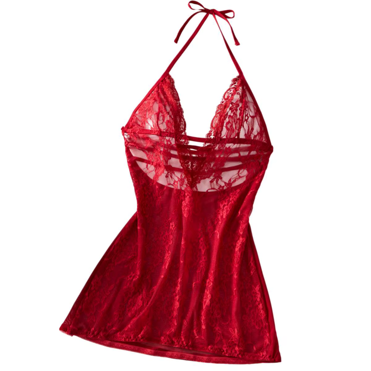 Robe de nuit mini en satin rouge pour femme