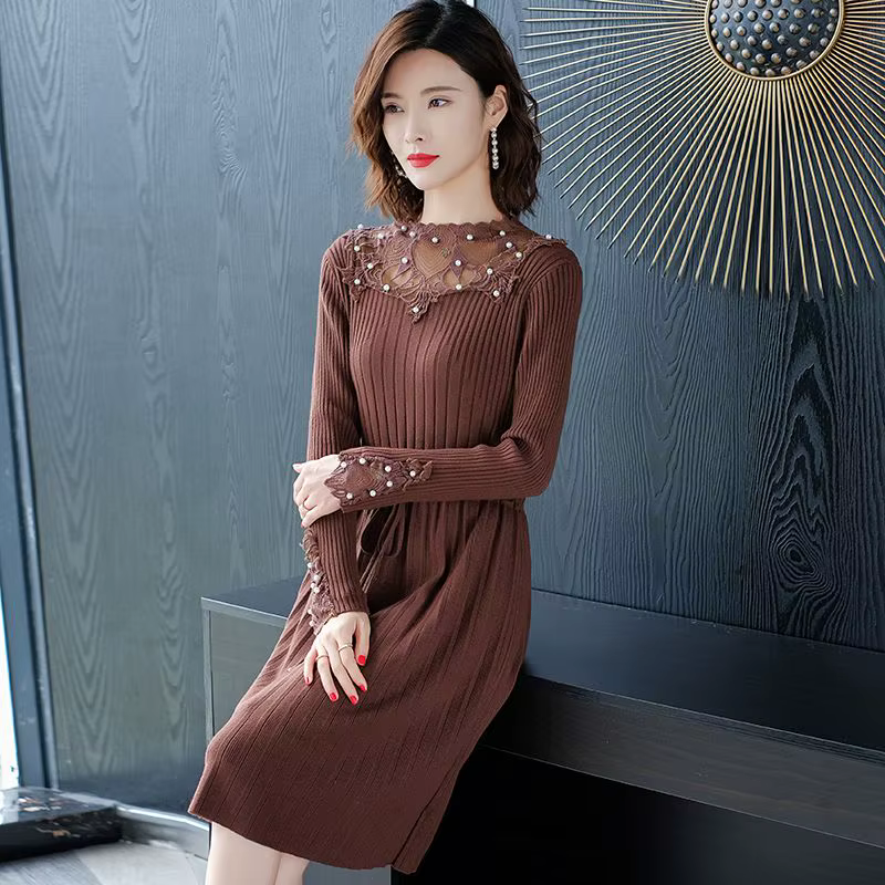 Robe longue en tricot de haute qualité pour femme