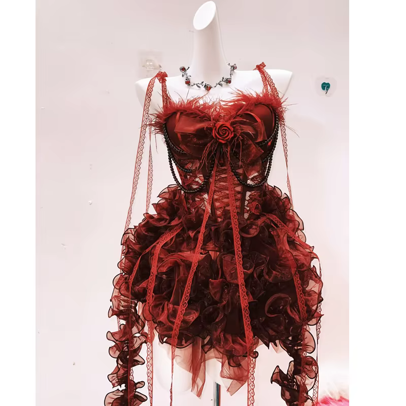 Robe Harajuku robe gothique robe en dentelle robe y2k robe Lolita robe Kawaii robe à nœud vêtements y2k vêtements gothiques robe vintage