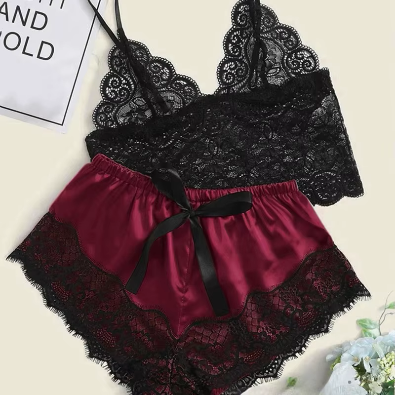 Ensembles de pyjama Pyjamas sexy pour femmes 2 pièces Top Shorts Ensemble Vêtements de nuit