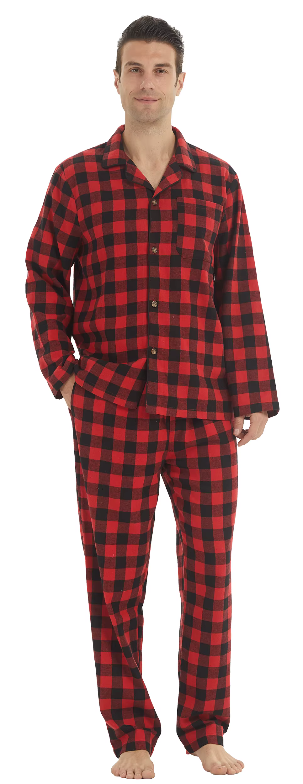 Ensembles de pyjama en flanelle pour hommes pyjamas à carreaux en coton