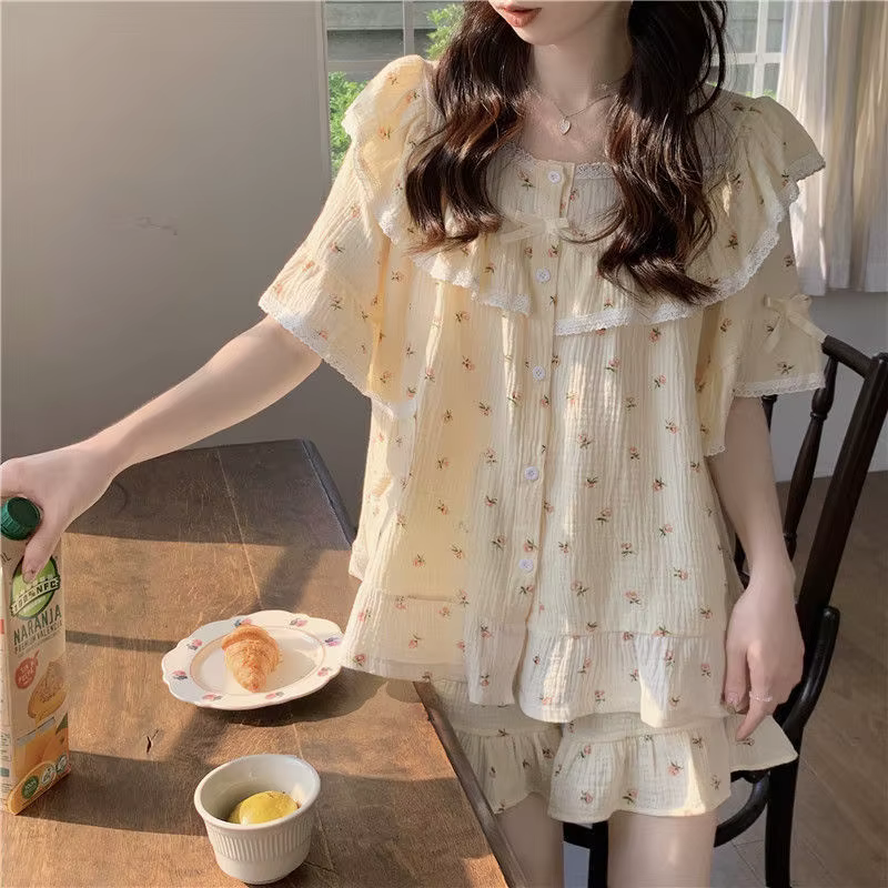 Pyjama d'été doux Style princesse pour femmes