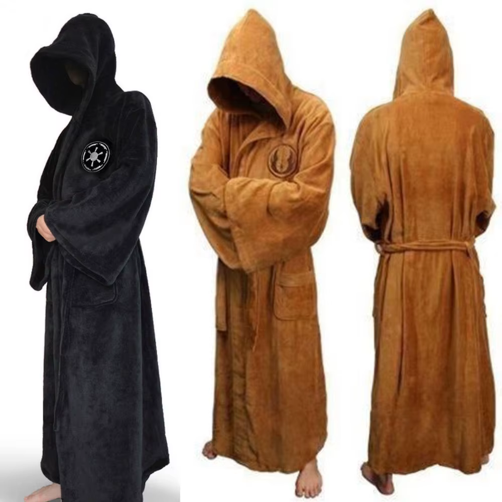 Homme flanelle Robe mâle avec capuche épaisse étoile