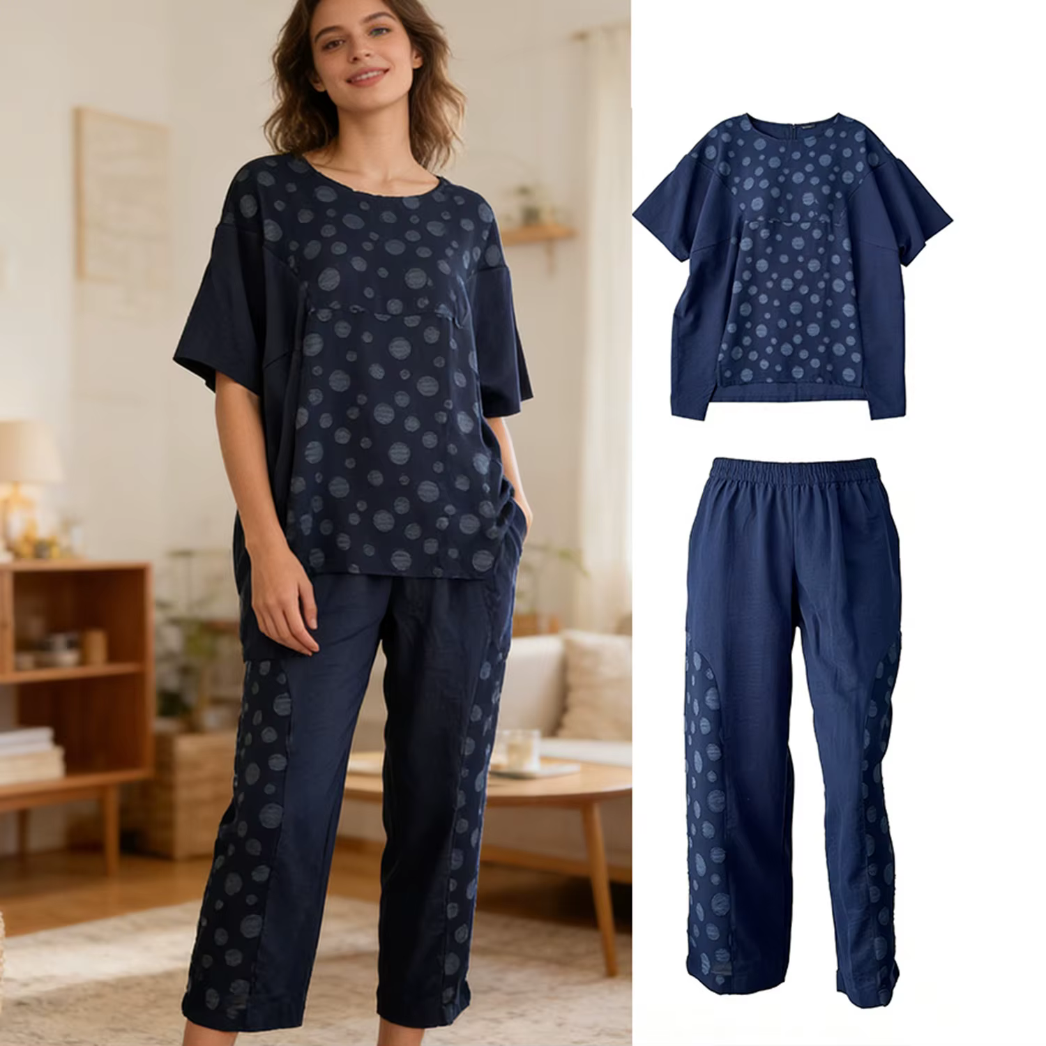 WXOY Ensemble pyjama 2 pièces pour femme