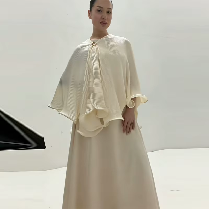 Ensemble Robe et Châle Élégant et Rétro pour Femme
