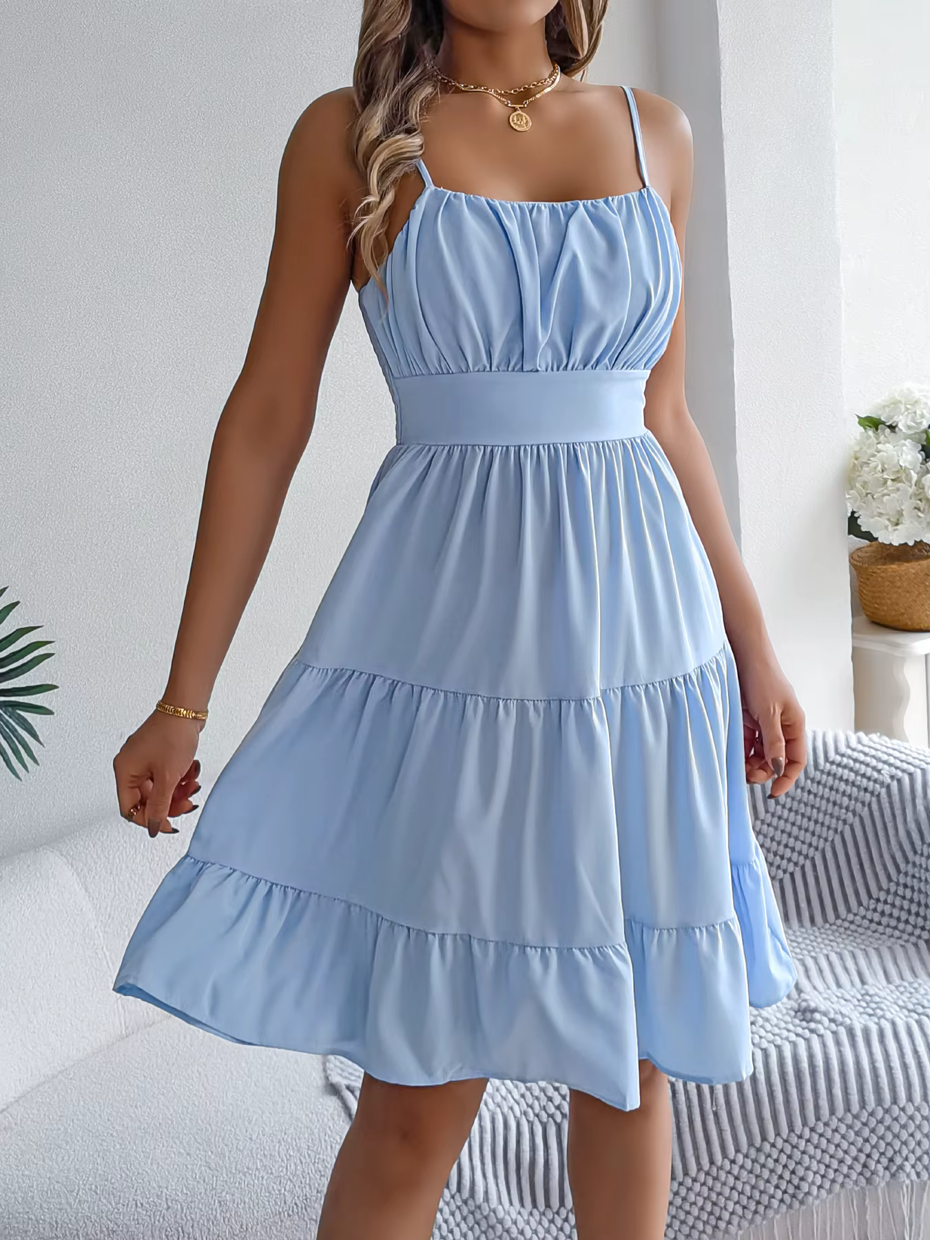 Robe décontractée à volants pour les vacances