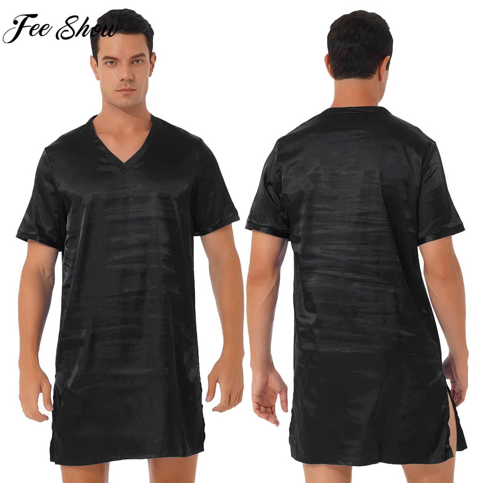 Chemise de nuit en satin doux et soyeux pour hommes et femmes