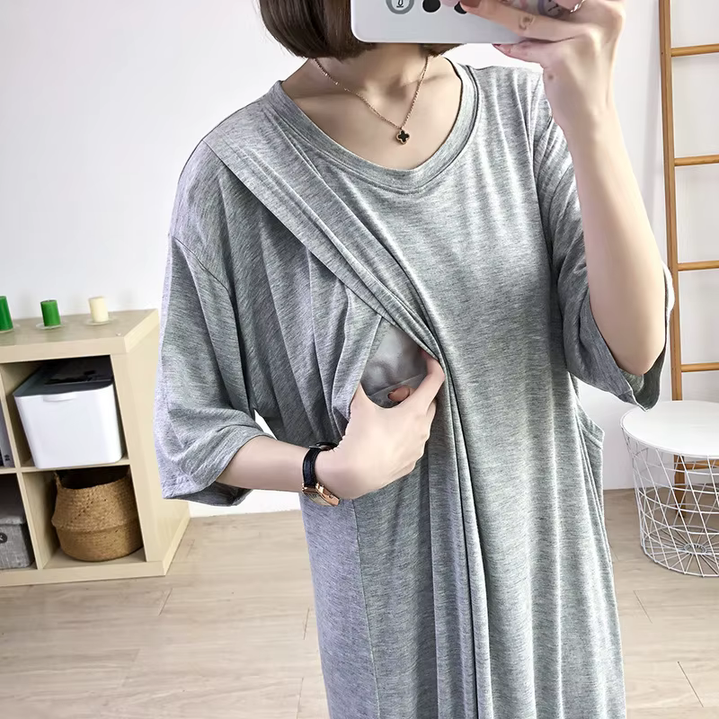 Pyjamas de maternité chemises de nuit d'allaitement été à manches courtes vêtements