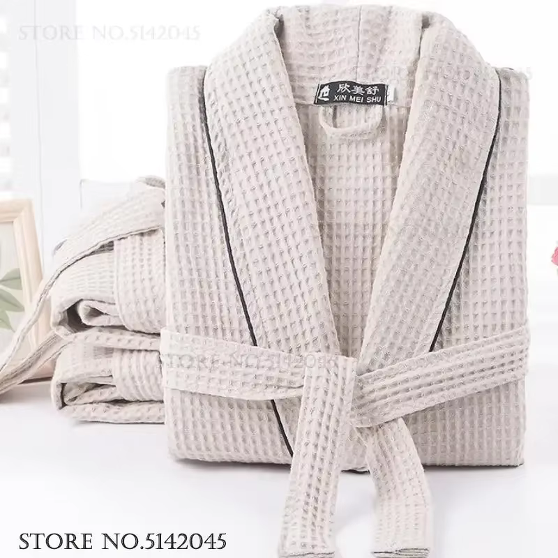 100% coton Couple Robe gaufre peignoir