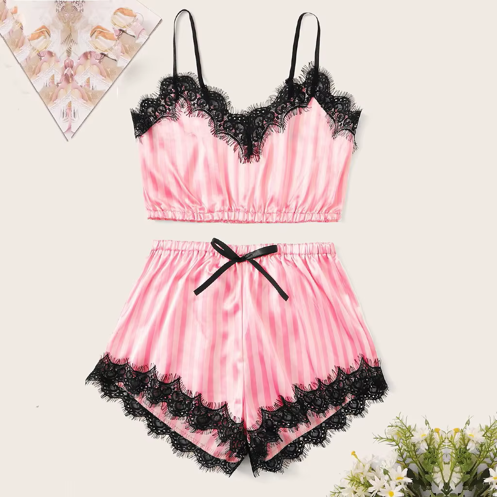 Ensemble pyjama en Satin de soie pour femmes