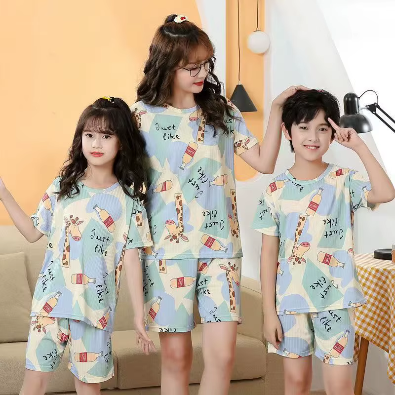 Pyjama à Manches Courtes en Soie Glacée pour Adolescent