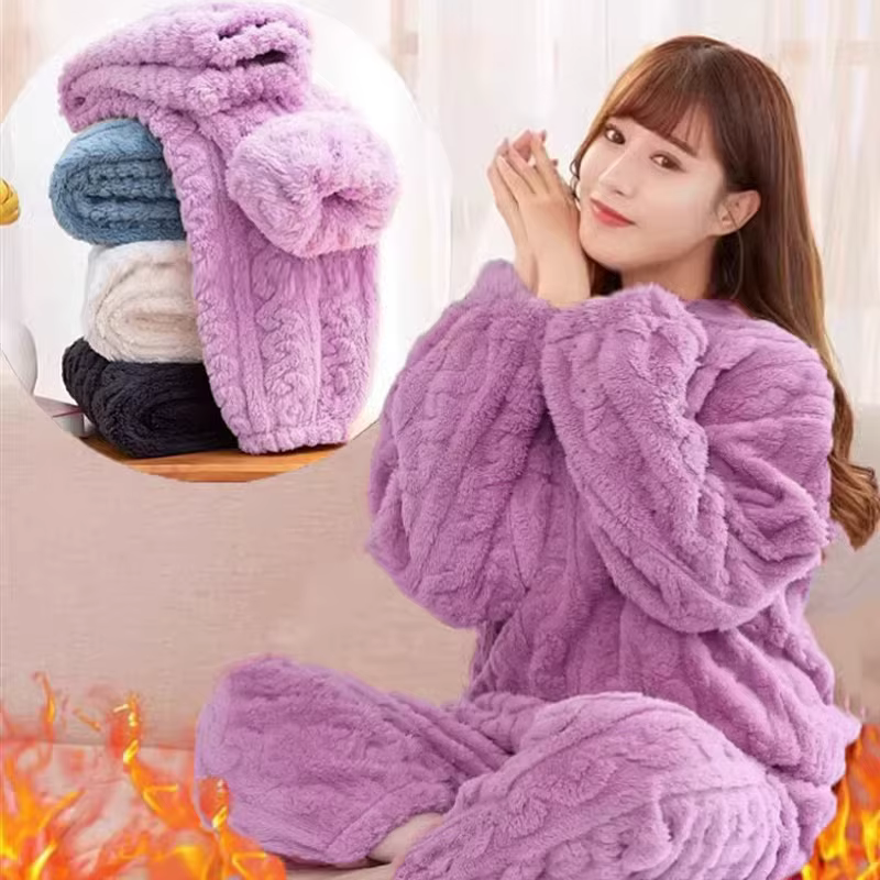 Pyjama pour femmes, vêtements en polaire corail