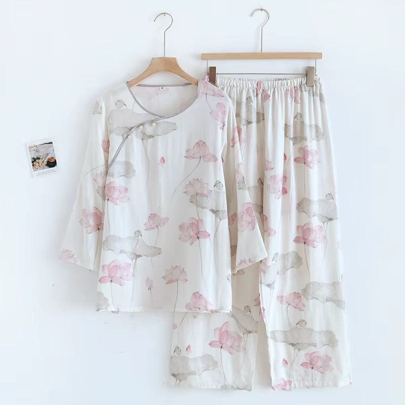 Pyjama en coton de Style chinois pour femmes