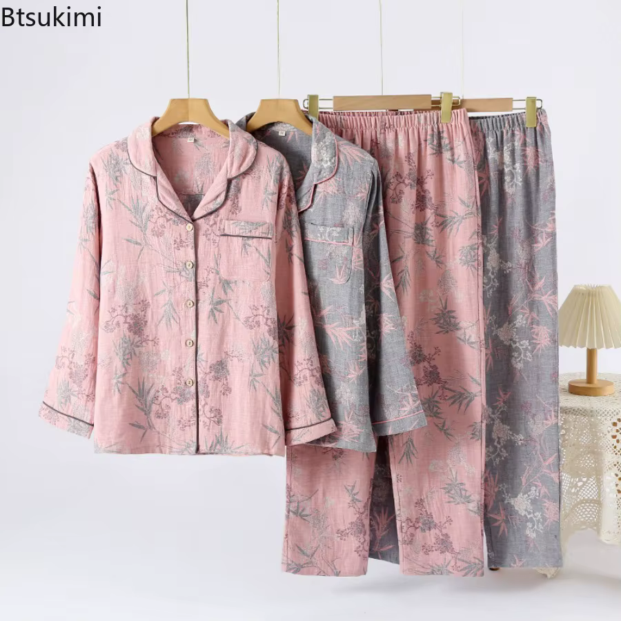 Pyjama rétro à manches longues pour femmes