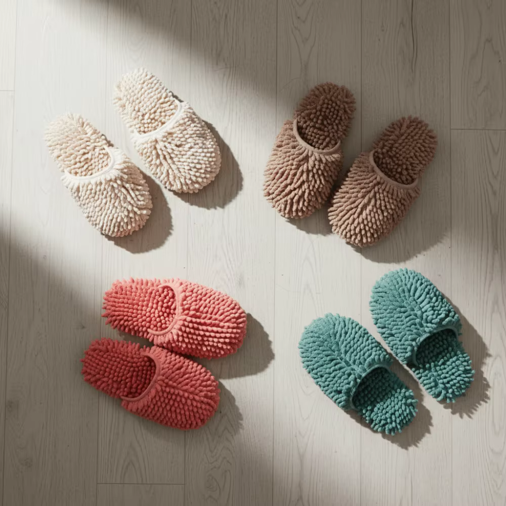 Pantoufles absorbantes en Chenille pour succion d'eau