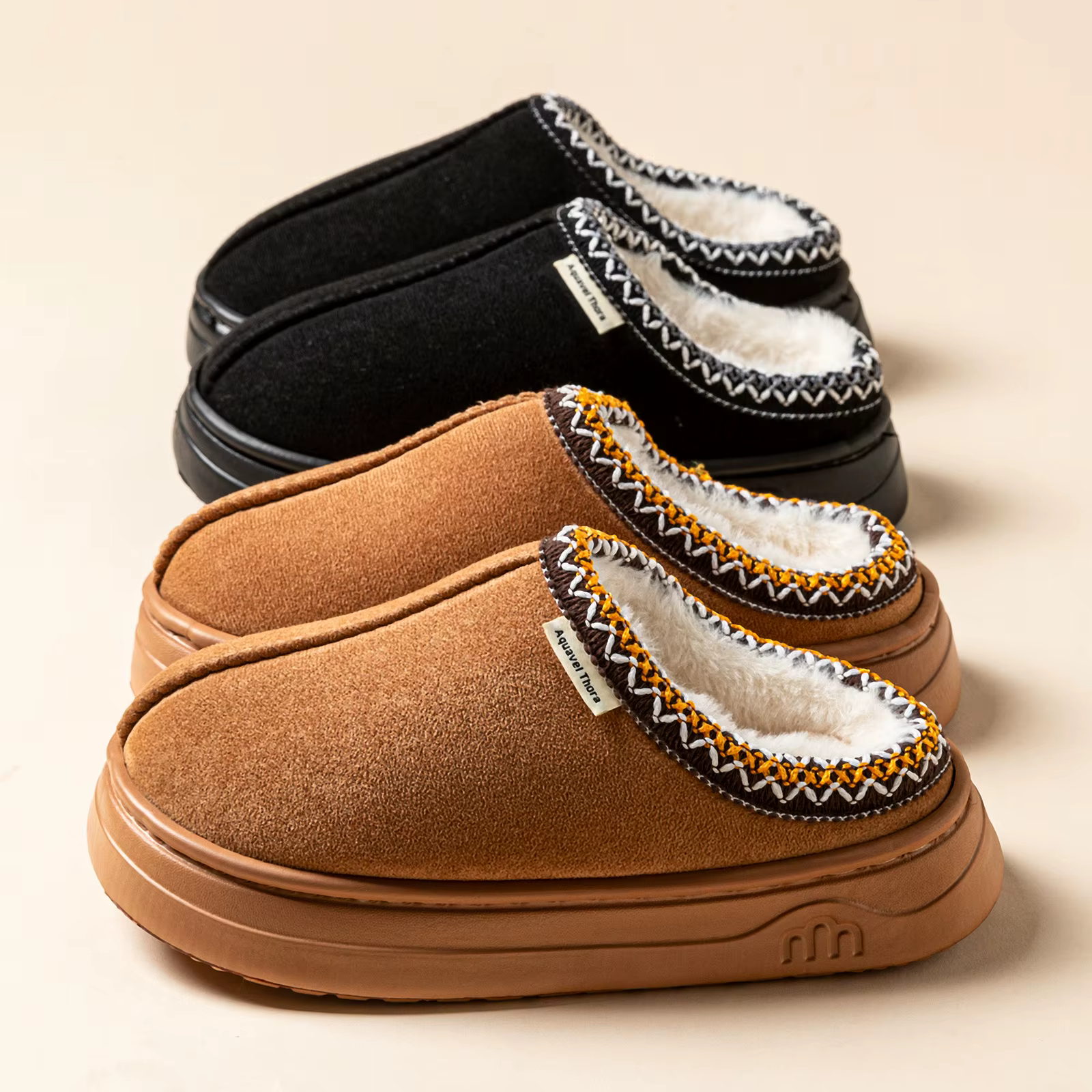 Hiver anti-dérapant femmes doux pantoufle bottes mode Couples extérieur décontracté intérieur flou chaud confort hommes en peluche Houseshoes filles