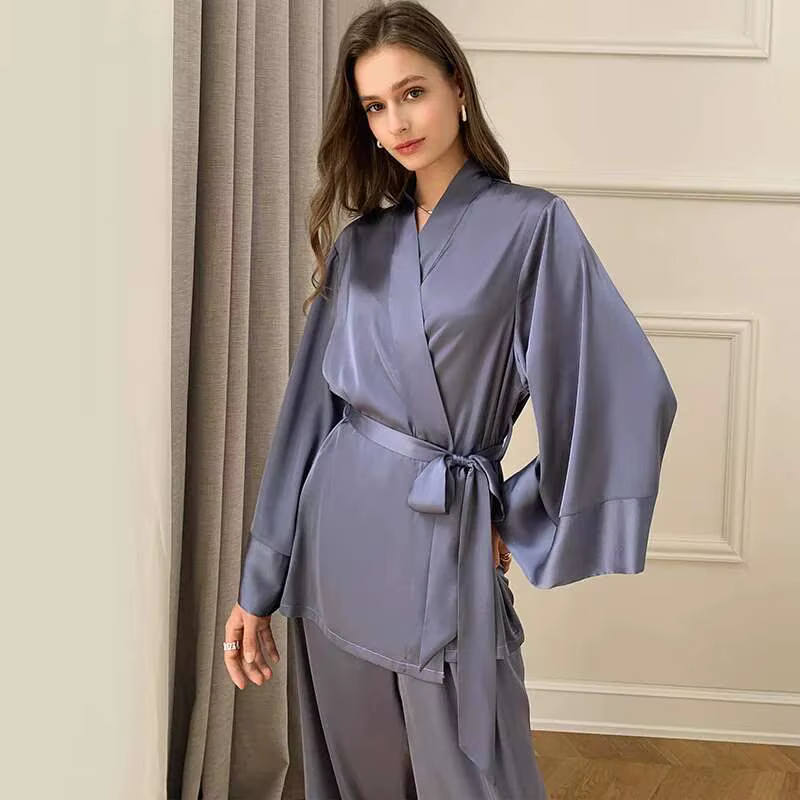 Pyjama en mousseline de soie à manches longues pour femmes