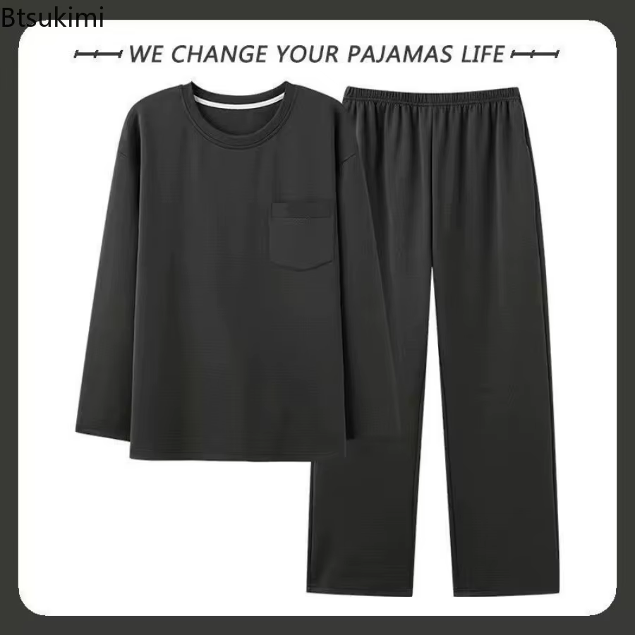Nouvel ensemble pyjama homme 2026 – Haut à manches longues et pantalon