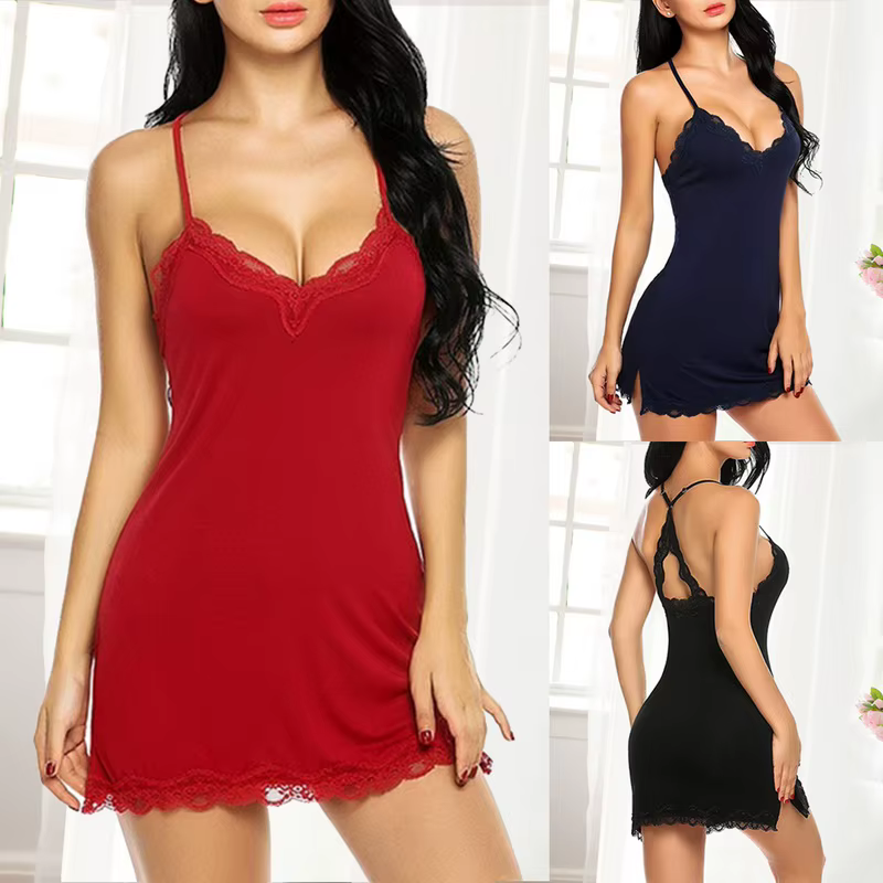 Grande taille 2XL Lingerie Sexy vêtements de nuit femmes soie Satin robe