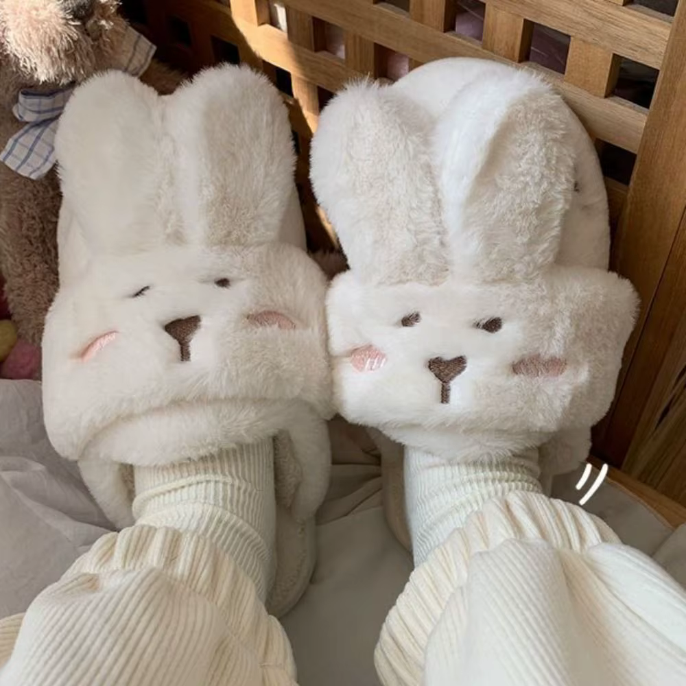 Mode maison porter lapin pantoufles dessin animé épaissir hiver chaud