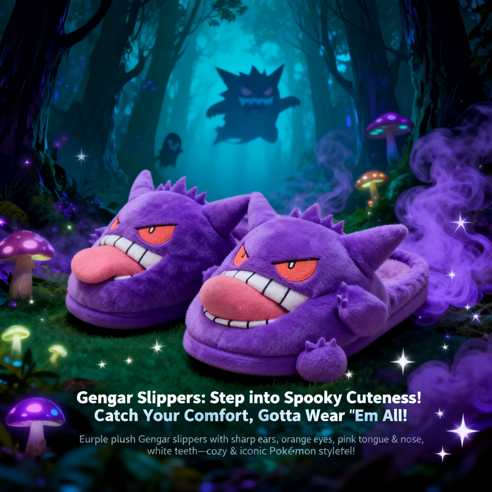 Nouvelles pantoufles Pokémon Gengar 2026 – Design amusant avec langue dégagée