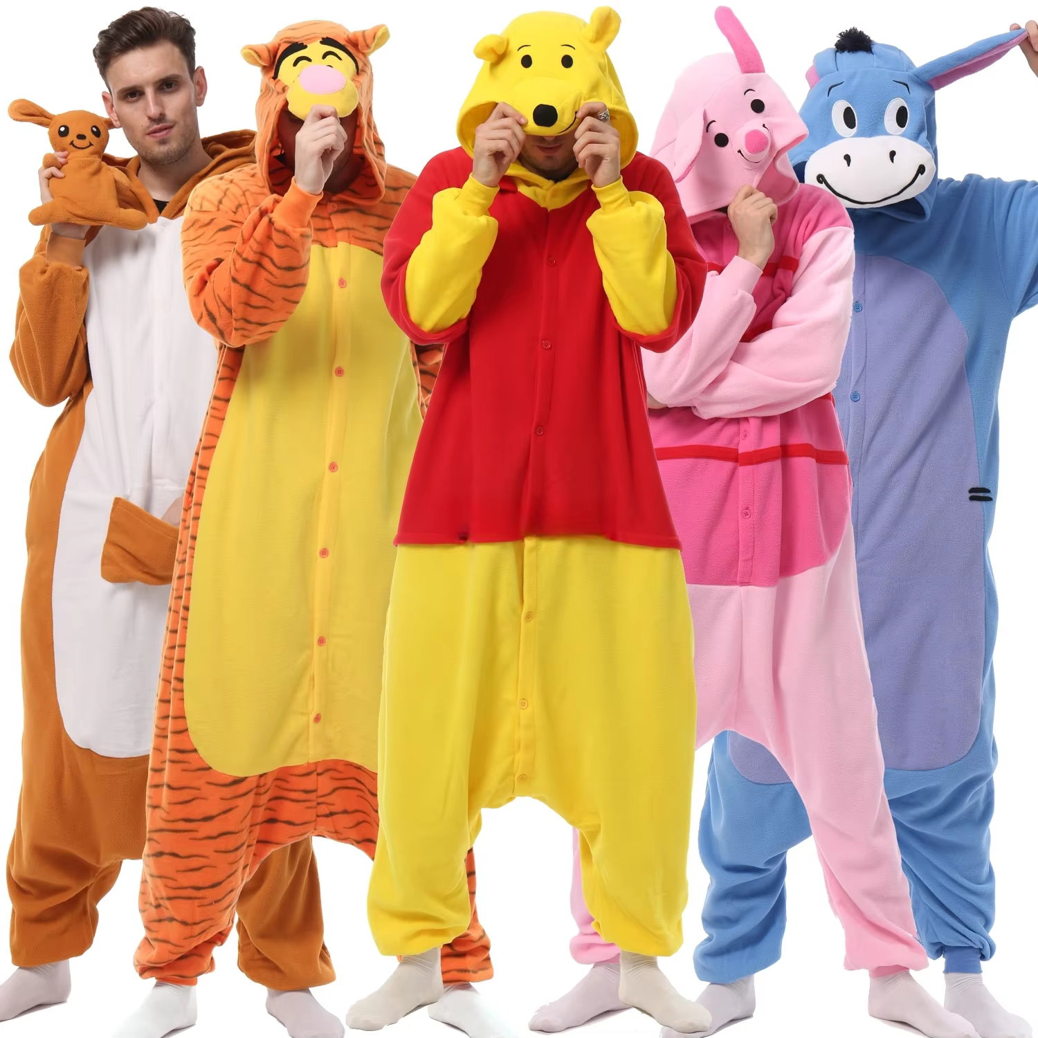 Onesieshow Animal Kigurumi Pyjamas Halloween Onesie Adulte Dessin Animé Tigre Kangourou Pyjama Cosplay Fête Femmes Hommes Homewear XXL