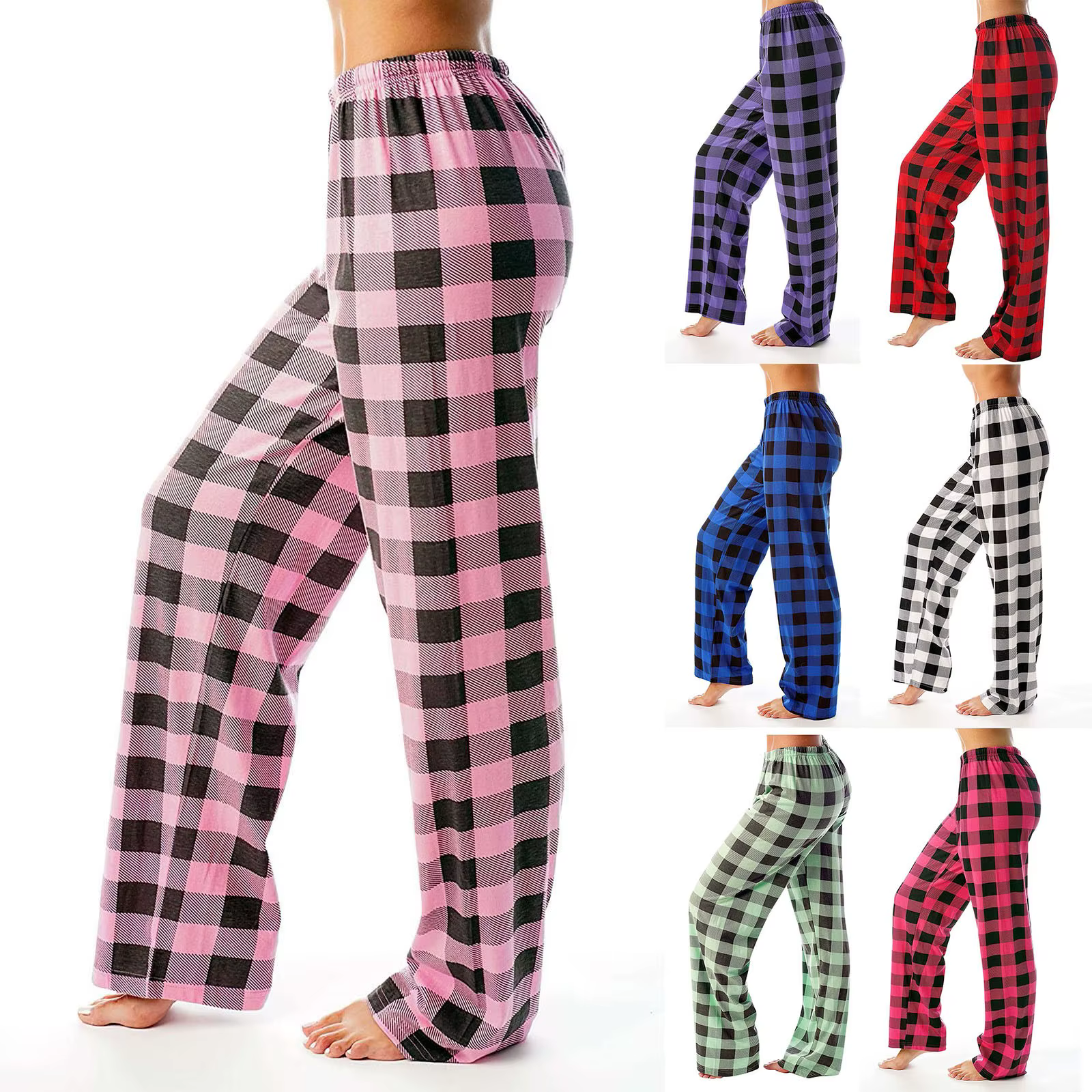 Femmes pantalons Plaid coton lâche dames pyjama pantalon