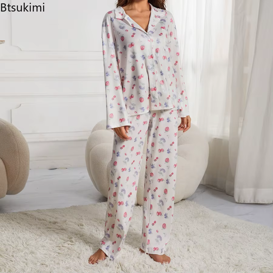 Ensemble pyjama décontracté imprimé floral pour femmes